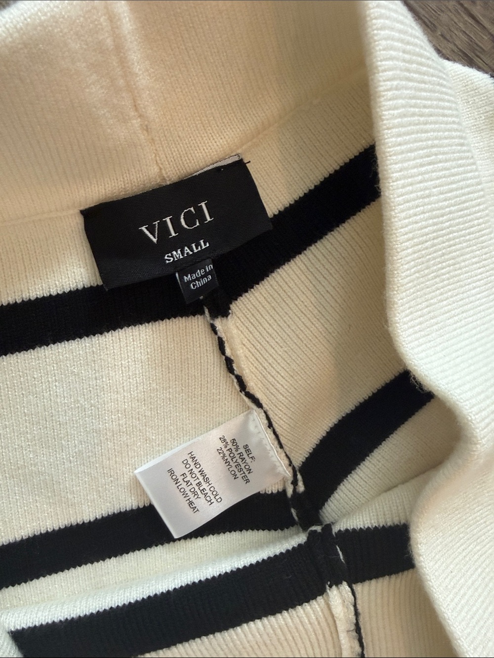 VICI Black and Cream Striped Knit Lounge Pant - Picture 4 of 8